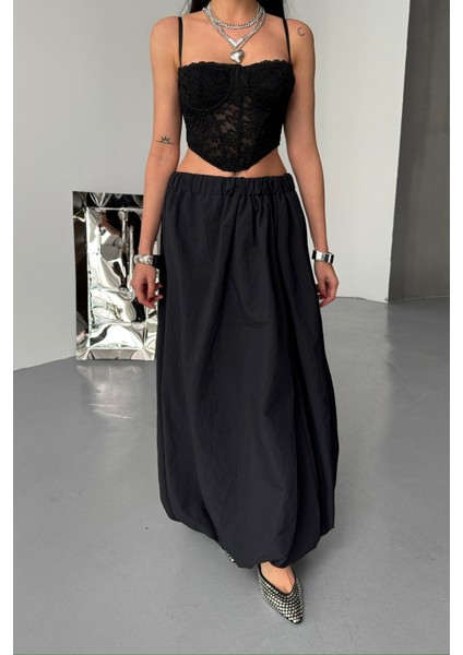 Ipeksi Bel Lastikli Balon Etek Şanel Boy Soft Kumaş - Siyah modelleri