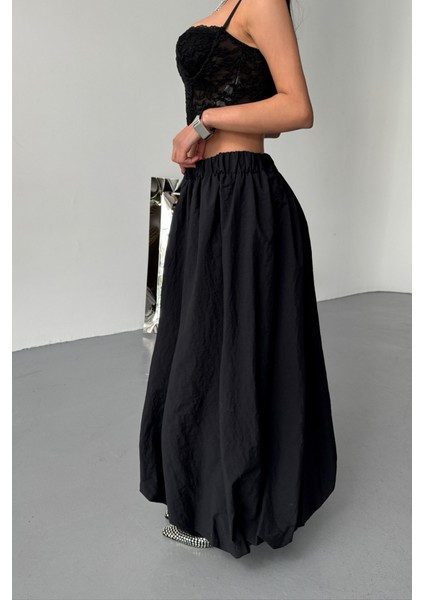 Ipeksi Bel Lastikli Balon Etek Şanel Boy Soft Kumaş - Siyah fırsatları