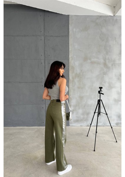 Ipeksi Gabardin Palazzo Pantolon - Haki fırsatları