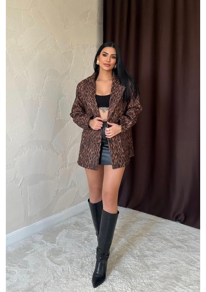 Ipeksi Leopar Leopar Ceket