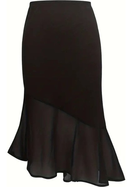 Ipeksi Kadın Yüksek Bel Asimetrik Detaylı Ithal Krep Etek fırsatları