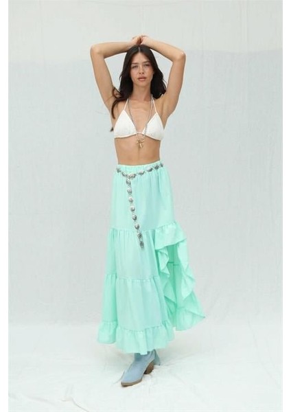 Ipeksi Audrey Fıfrlı Yırtmaç Detay Etek 4037 indirimleri