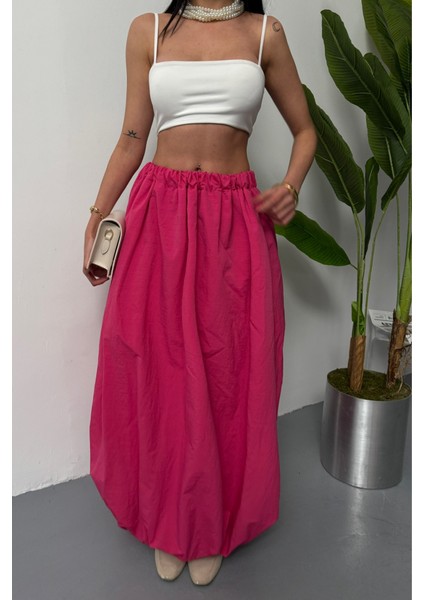Ipeksi Bel Lastikli Balon Etek Şanel Boy Soft Kumaş - Fuşya fırsatları