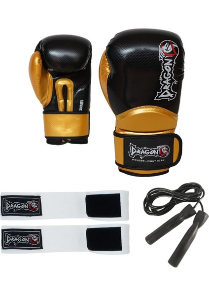 Carbon Boks Eldiveni Elastik Boks Bandajı ve Atlama Ipi Kick Boks Set