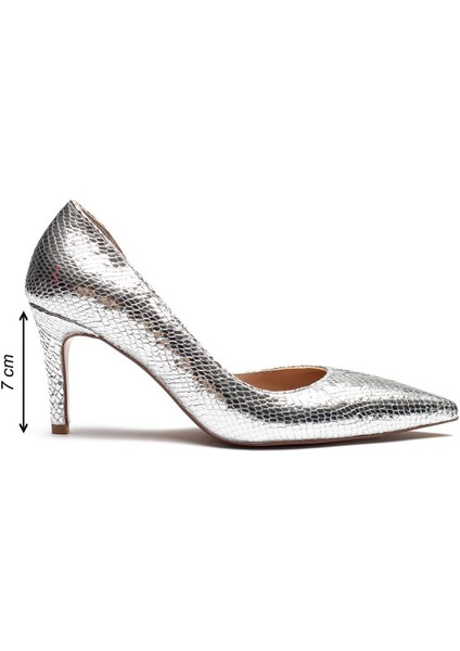 Kadın Klasik Düz Stiletto Sivri Burun Açık Topuklu Ayakkabı Gümüş 4300 fiyatları