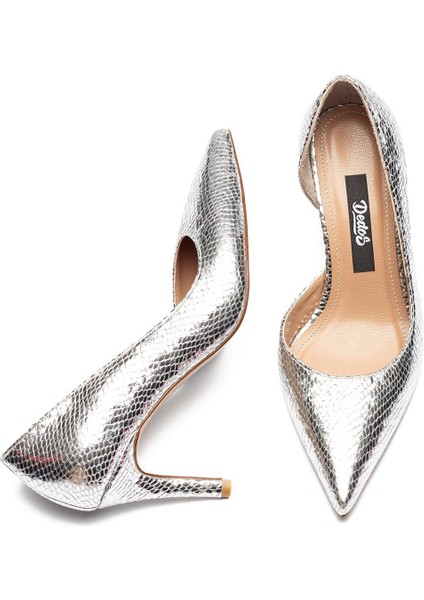 Kadın Klasik Düz Stiletto Sivri Burun Açık Topuklu Ayakkabı Gümüş 4300 fırsatları
