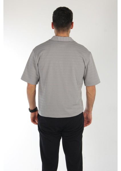 6132 Yakası Fermuarlı Kendinden Çizgili T-Shirt indirimleri