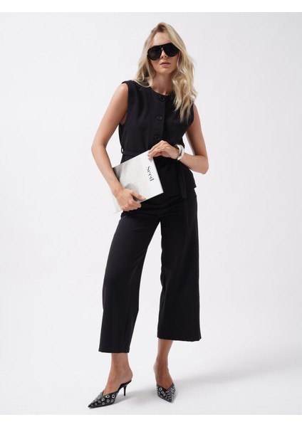 Ipeksi Bol Paça Midi Boy Pantolon