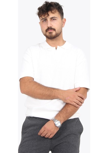5763 Kaşkorse Görünümlü Ribana Düğmesiz Polo Yaka T-Shirt fiyatları