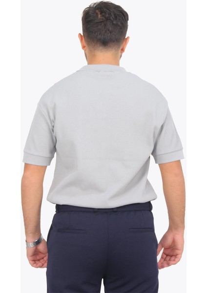 5763 Kaşkorse Görünümlü Ribana Düğmesiz Polo Yaka T-Shirt modelleri