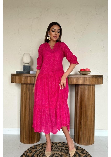 Ipeksi Fuşya Dantelli New Elbise fiyatları