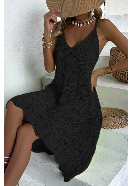 Ipeksi Kadın Ince Askılı Triko Elbise