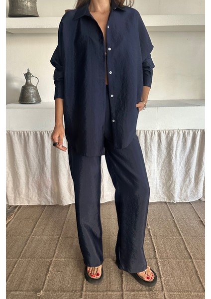 Ipeksi Gömlek-Pantolon Takım Cupra Kumaş - Lacivert fiyatları