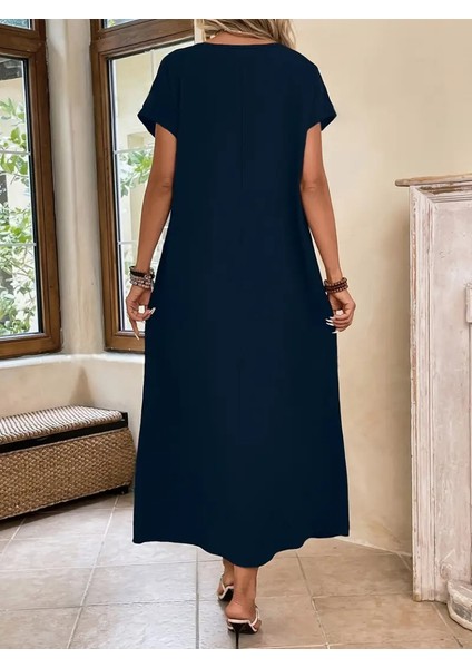 Ipeksi Kadın Uzun Kollu Yakası Açık Viskon Elbise modelleri