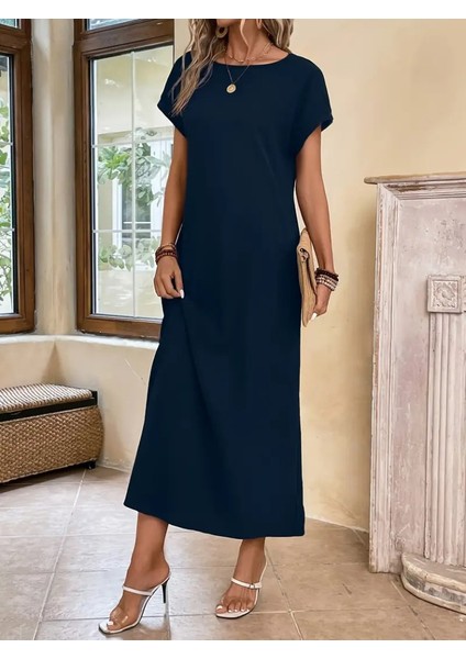 Ipeksi Kadın Uzun Kollu Yakası Açık Viskon Elbise indirimleri