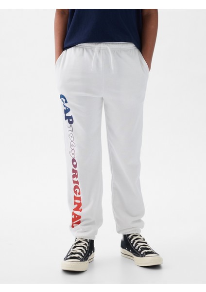 Erkek Çocuk Beyaz Gap Logo Jogger Eşofman Altı