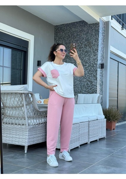 Ipeksi Kadın Kristal Kumaş Garnili Cep Detaylı Ikili Takım