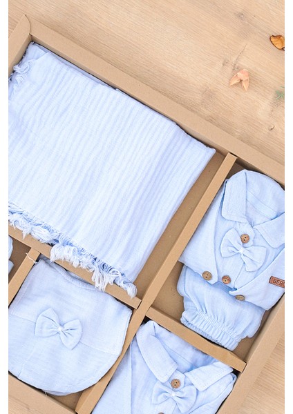 Erkek Bebek Yenidoğan Yazlık ve Mevsimlik Müslin Mavi 10 Lu Lüks Hastane Çıkışı Zıbın Seti STL7060 fırsatları