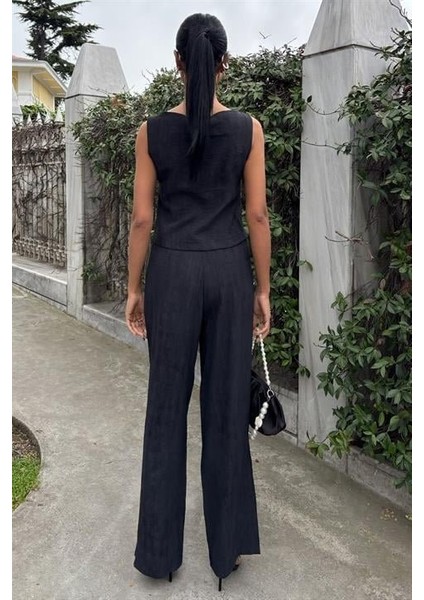 Ipeksi Sıfır Kollu Bluz Batik Desenli Pantolon Ikili Takım 10181-08 modelleri