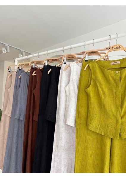 Ipeksi Sıfır Kollu Bluz Batik Desenli Pantolon Ikili Takım 10181-08