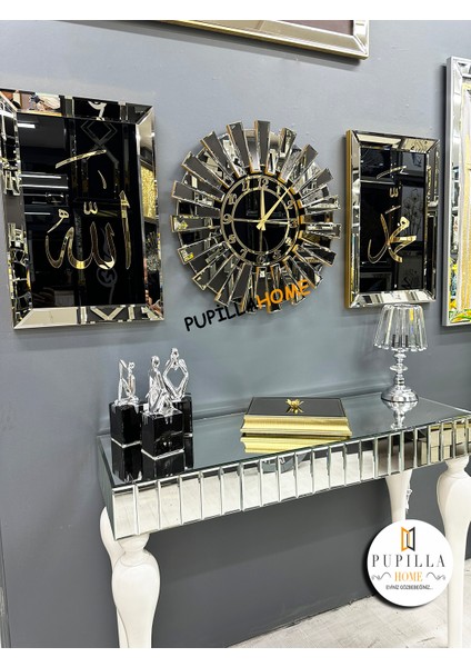 Gold Renk Allah C.c ve Hz. Muhammed Aynalı Tablo Saat fiyatları