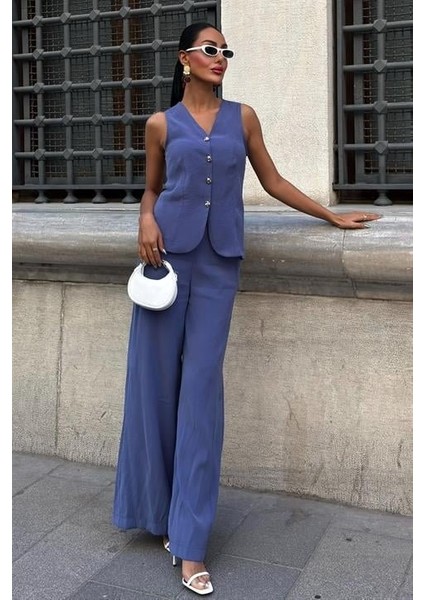 Ipeksi Arkası Bağcıklı Yelek Plazza Pantolon Modal Takım 10202-08 indirimleri