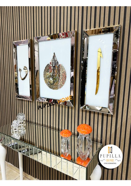 Elif Vav Ayetel Kürsü Üçlü Aynalı Tablo Set fırsatları