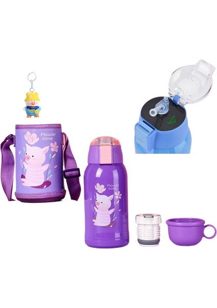 316 Paslanmaz Çelik Çocuk Termos Bardak Sevimli Öğrenci Su Isıtıcısı Bebek Için Büyük Göbek Bardak Sıcaklık Ölçülebilir LED Akıllı Su (Yurt Dışından)