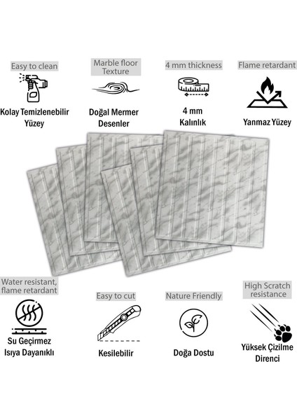 3 Boyutlu Duvar Paneli Kabartmalı Lambiri Desen Pvc 41X41 Cm/ 6 Adet /1 M² Mermer fiyatları
