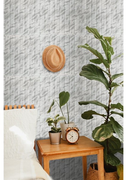3 Boyutlu Duvar Paneli Kabartmalı Lambiri Desen Pvc 41X41 Cm/ 6 Adet /1 M² Mermer