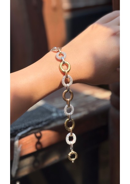 14 Ayar Altın Taşlı Üç Renk Bileklik fiyatları