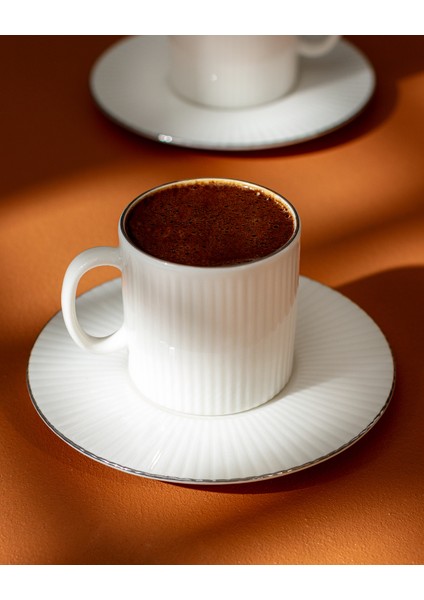 Verly 6 Kişilik 12 Parça Kahve Fincan Takımı - Beyaz/silver - 95 ml fiyatları