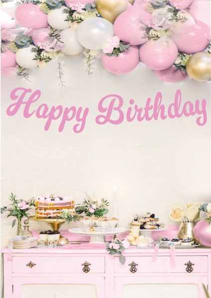 Happy Birthday Pembe Kaligrafi Banner