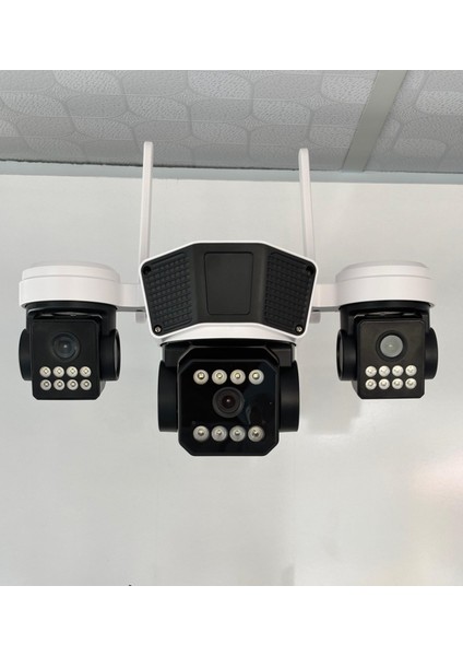 Pro, 9mp(3+3+3), Wifi Akıllı Kamera, 3 Lens, Yapay Zeka, Insan Algılama-Takip-Bildirim Atma, Iç ve Dış Ortam, Uzaktan Izleme, Renkli Gece Görüş