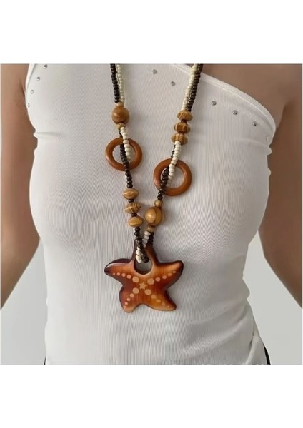 Vintage Plaj Model Denizyıldızı & Hava Kabarcık Boncukları Aksesuar Kolye fiyatları