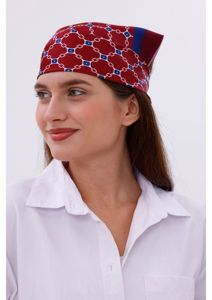 Bordo Mavi Zincir Desenli - Efes Model Fular Estascarf modelleri