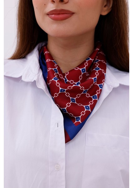 Bordo Mavi Zincir Desenli - Efes Model Fular Estascarf fırsatları