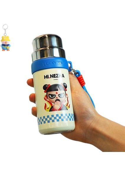 Nezha Şeytan Çocuk 316 Paslanmaz Çelik Termos Bardak Tek Kapaklı Üç Amaçlı Pipetli Bardak Karikatür Taşınabilir Su Bardakı (Yurt Dışından)