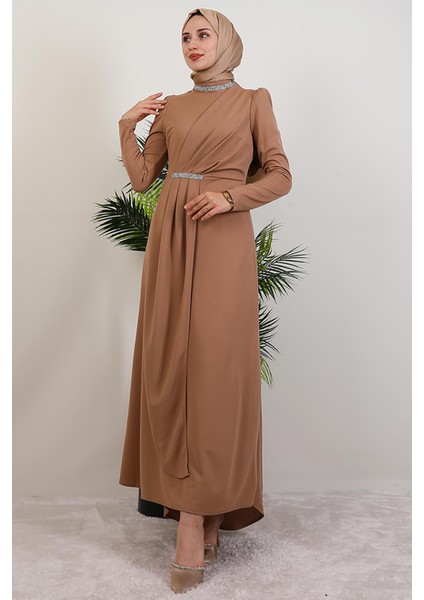 Liya Tesettür Elbise Sütlükahve