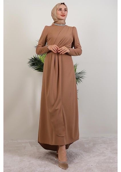 Liya Tesettür Elbise Sütlükahve modelleri