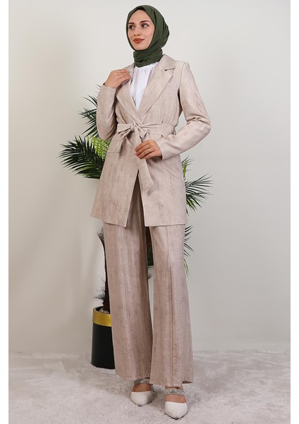Başak Pantolonlu Takım Bej modelleri