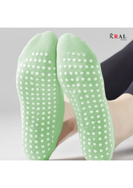 3´lü Bambu Pilates Çorabı Yoga Abs Kaydırmaz Taban Dans Bale Fitness Spor Çorabı