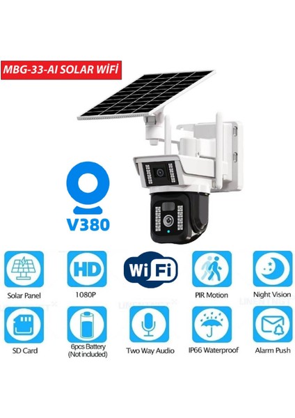 Solar Panelli, Güneş Enerjili Mbg-33-Aı Wifi Güvenlik Kamerası