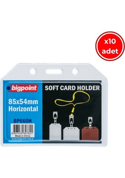 Şeffaf Yaka Kartı Poşeti, 10 Adet, Yatay, 85X54 Mm, Dayanıklı