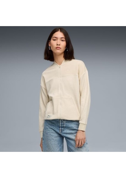 Class Full-Zip Jacket Bej Kadın Eşofman Üstü