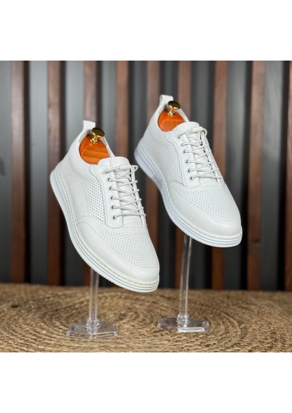 Iç Dış Naturel Deri Nokta Desenli Spor Ayakkabı M1227