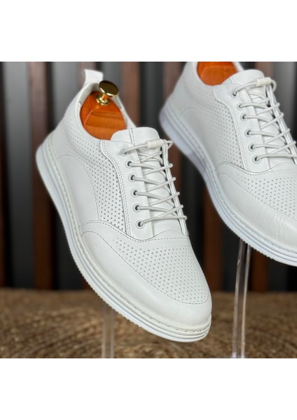 Iç Dış Naturel Deri Nokta Desenli Spor Ayakkabı M1227 fiyatları