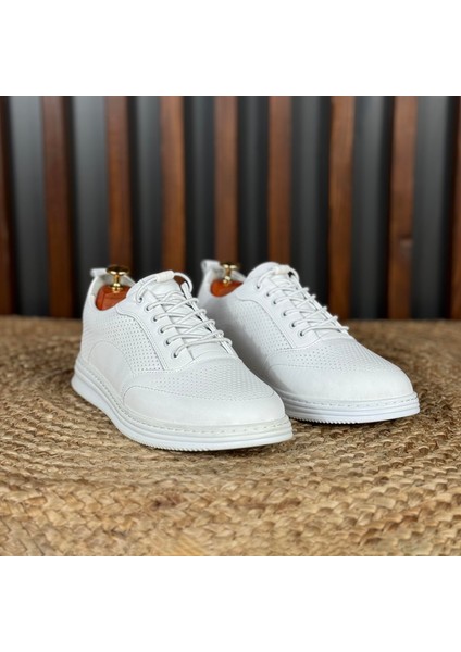 Iç Dış Naturel Deri Nokta Desenli Spor Ayakkabı M1227 fırsatları