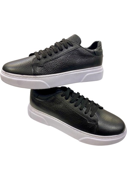 Erkek Bağcıklı Baskılı Deri Siyah Içi Deri Poliüretan Taban SNEAKERS-901-SİYAH fırsatları