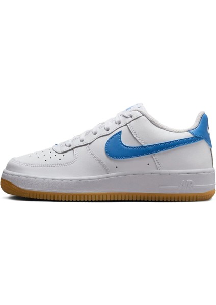 Air Force 1 Gs Leather Unisex Sneaker Hakiki Deri Günlük Spor Ayakkabı Beyaz Mavi